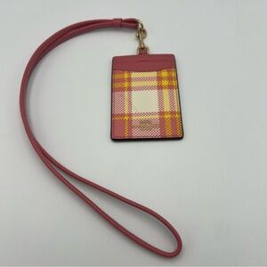 Pink Coach Card Holder Lanyard